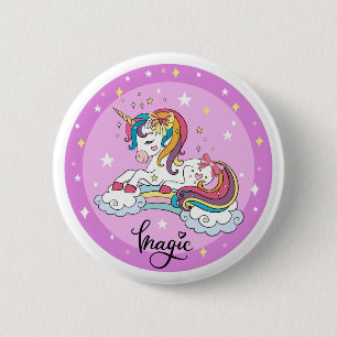 Macaron Rond 5 Cm Bouton magique Unicorn