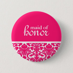 Macaron Rond 5 Cm Bouton Maid of Honor Damask