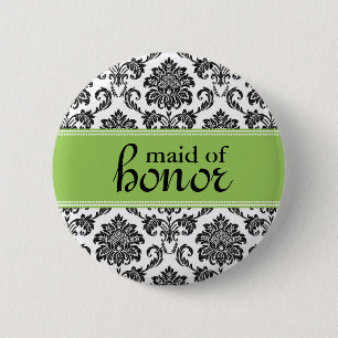 Macaron Rond 5 Cm Bouton Maid of Honor Damask