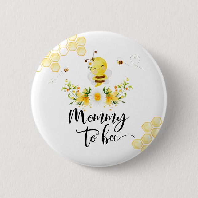 Macaron Rond 5 Cm Bouton Maman à abeille (Devant)