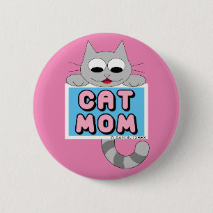 Macaron Rond 5 Cm Bouton Maman Chat Chaton Mignon Amateur Rose