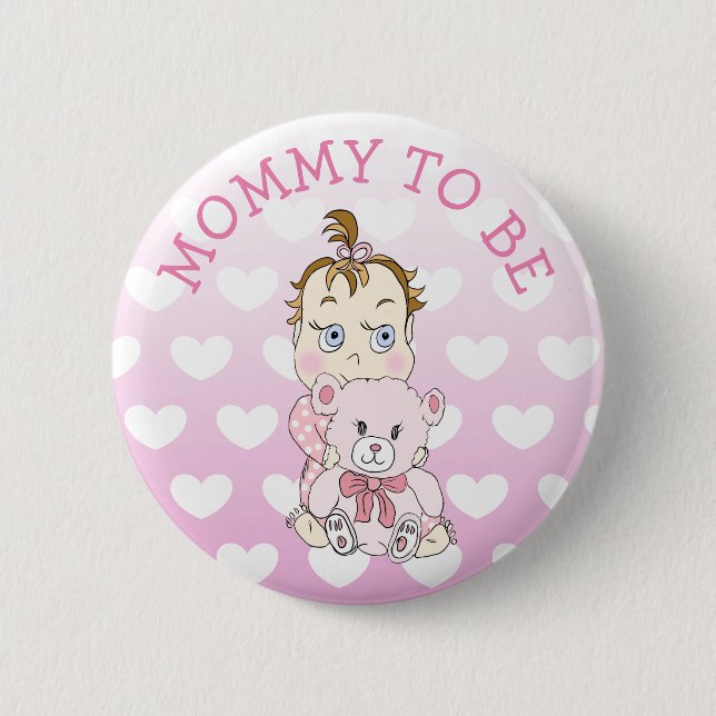Macaron Rond 5 Cm Bouton Maman to Be Baby shower (Devant)