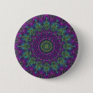 Macaron Rond 5 Cm Bouton Mandala Abstrait Fleur de lavande