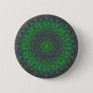 Macaron Rond 5 Cm Bouton Mandala Abstrait vert sur la croissance sup