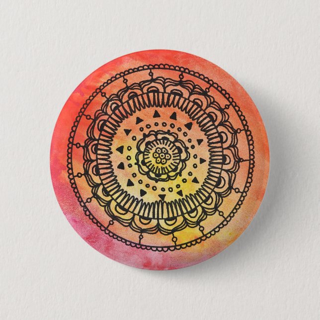 Macaron Rond 5 Cm Bouton Mandala Chaud Par Megaflora (Devant)