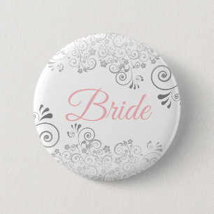 Macaron Rond 5 Cm Bouton mariage de mariée rose et gris