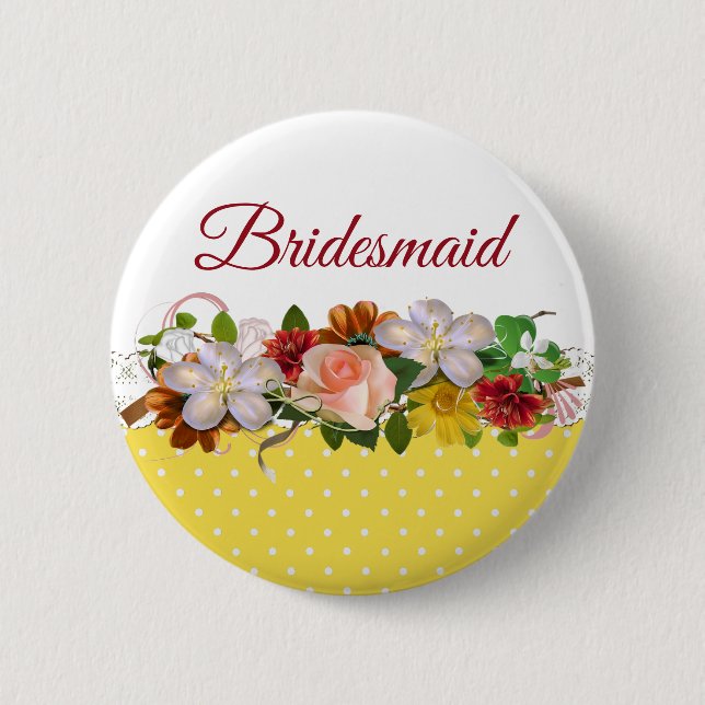 Macaron Rond 5 Cm Bouton Mariage du bouquet floral de la servante de (Devant)