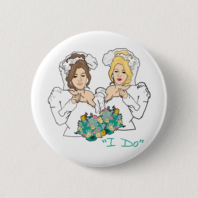 Macaron Rond 5 Cm Bouton Mariage lesbien (Devant)