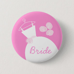 Macaron Rond 5 Cm Bouton "Mariée" rose mariage Gown