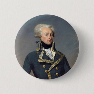 Macaron Rond 5 Cm Bouton Marquis de Lafayette - Portrait classique
