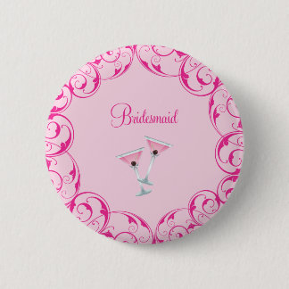 Macaron Rond 5 Cm Bouton Martini de la femme de chambre rose