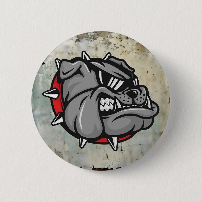 Macaron Rond 5 Cm Bouton Mascotte Bulldogs (Devant)