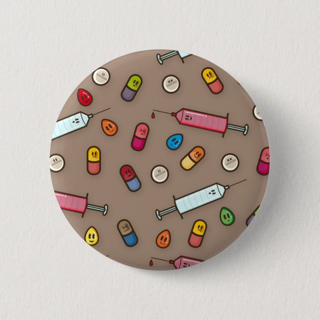 Macaron Rond 5 Cm bouton médical de folie (Devant)