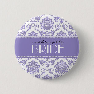 Macaron Rond 5 Cm Bouton Mère de la mariée Damask dans le violet