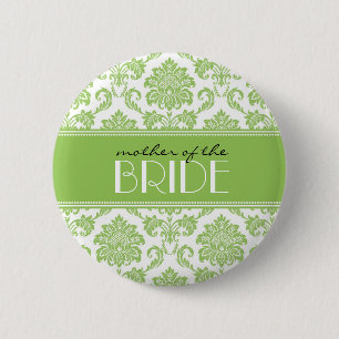Macaron Rond 5 Cm Bouton Mère de la mariée Damask en vert