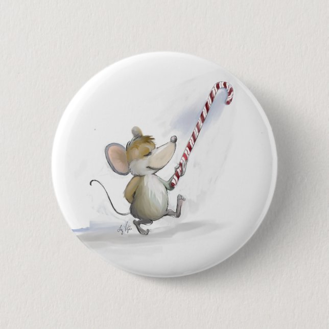 Macaron Rond 5 Cm Bouton Merry Mouse Moe (Devant)