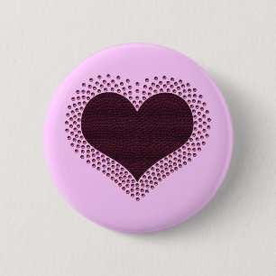 Macaron Rond 5 Cm Bouton métallique de coeur, pourpre