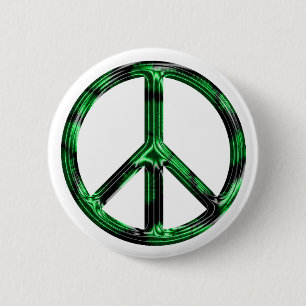 Macaron Rond 5 Cm Bouton métallique vert de paix
