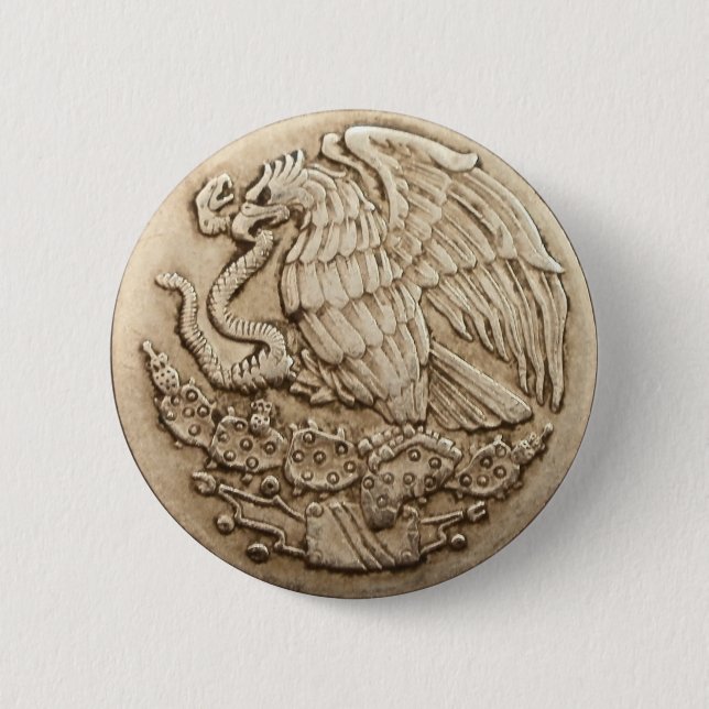 Macaron Rond 5 Cm Bouton mexicain d'aigle (Devant)