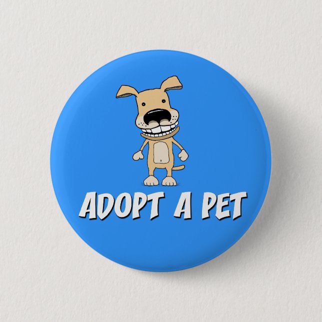Macaron Rond 5 Cm Bouton mignon de chien : Adoptez un animal (Devant)