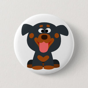 Macaron Rond 5 Cm Bouton mignon de dessin bébé Rottweiler Bouton Bad