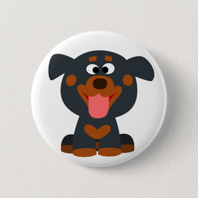 Macaron Rond 5 Cm Bouton mignon de dessin bébé Rottweiler Bouton Bad (Devant)