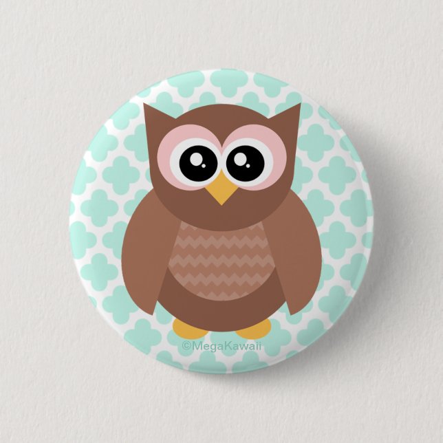 Macaron Rond 5 Cm Bouton mignon de hibou de Kawaii (Devant)