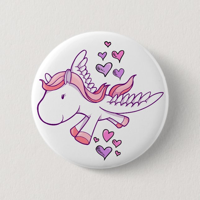 Macaron Rond 5 Cm Bouton mignon de Pegasus de bébé (Devant)
