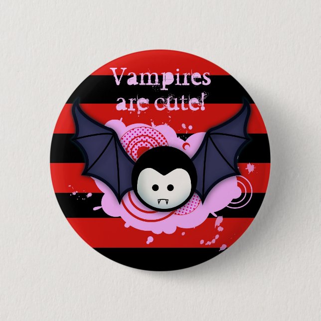 Macaron Rond 5 Cm Bouton mignon de vampire (Devant)