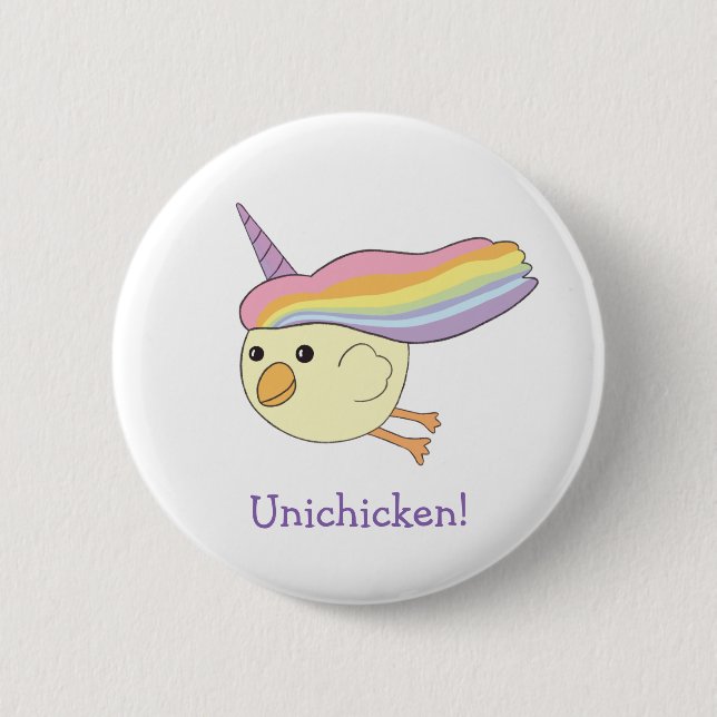 Macaron Rond 5 Cm Bouton mignon d'Unichicken de bande dessinée (Devant)