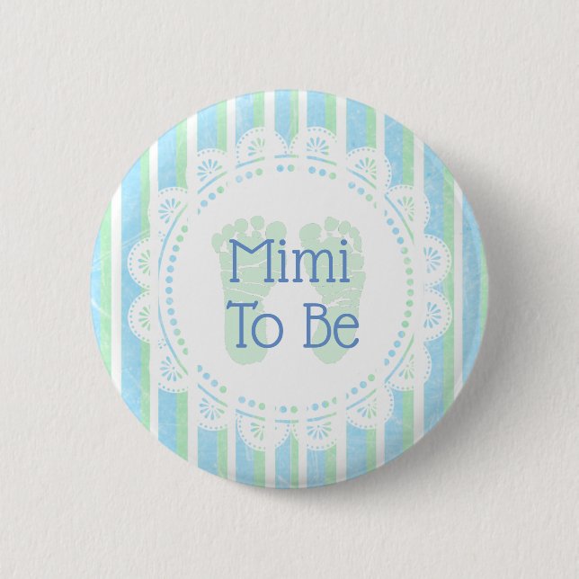 Macaron Rond 5 Cm Bouton Mimi to be Blue Green Baby shower (Devant)