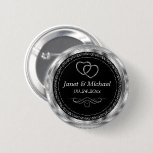 Macaron Rond 5 Cm Bouton Modèle en argent noir et métallique
