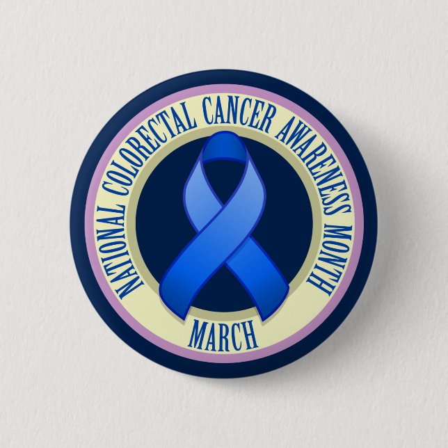 Macaron Rond 5 Cm Bouton Mois de sensibilisation au cancer colorecta (Devant)