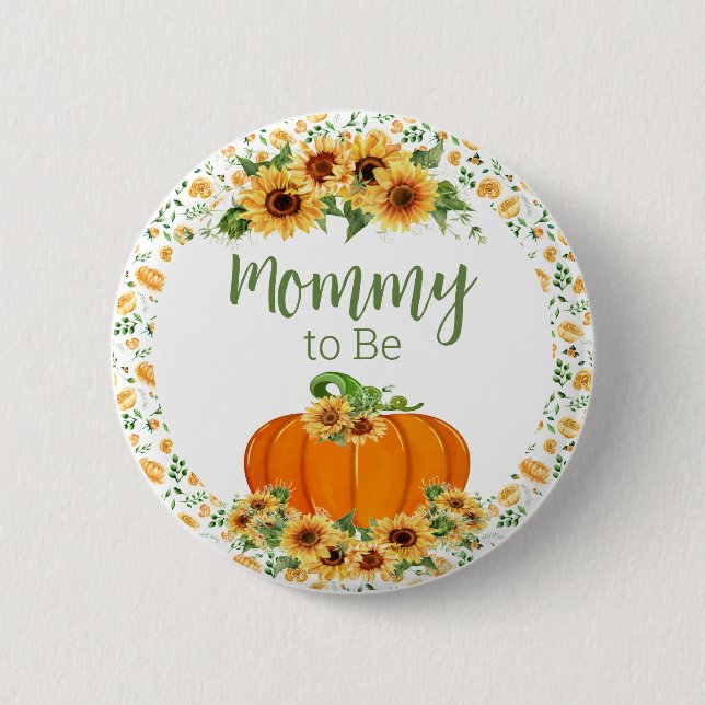Macaron Rond 5 Cm Bouton Mommy to Be Citrouille - Boutons baby showe (Devant)