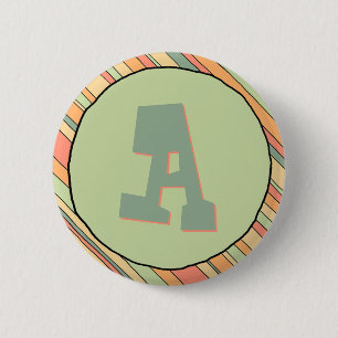 Macaron Rond 5 Cm Bouton Monogramme des rayures funky