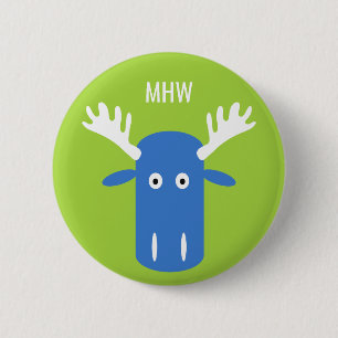 Macaron Rond 5 Cm Bouton monographique personnalisé Moose Head Pop A