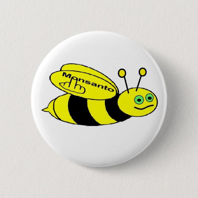 Macaron Rond 5 Cm Bouton Monsanto Bee Flip (Devant)