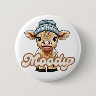 Macaron Rond 5 Cm Bouton Moody Highland Cow