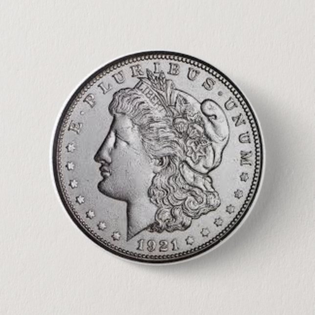 Macaron Rond 5 Cm Bouton Morgan Silver Dollar (Devant)