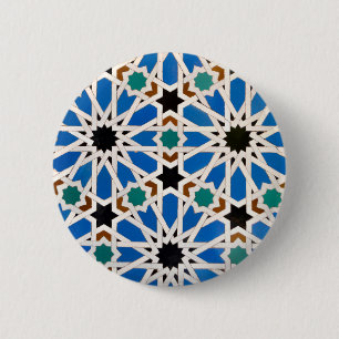 Macaron Rond 5 Cm Bouton Mosaïque bleu marocain