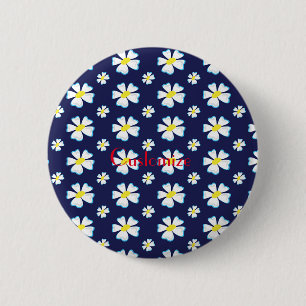 Macaron Rond 5 Cm Bouton Motif de fleurs blanches Thunder_Cove