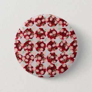 Macaron Rond 5 Cm Bouton Motif fleuri complexe
