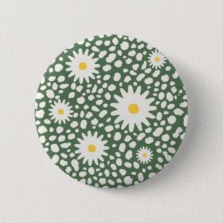 Macaron Rond 5 Cm Bouton Motif vert floral