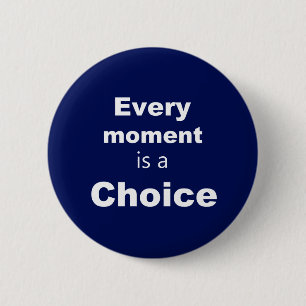 Macaron Rond 5 Cm Bouton Motivation - Bleu - "Chaque instant"
