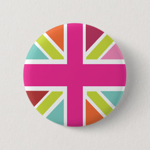 Macaron Rond 5 Cm Bouton multi de drapeau de couleur du Royaume-Uni