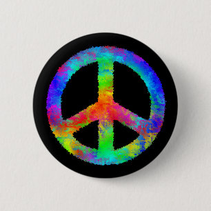 Macaron Rond 5 Cm Bouton multicolore de signe de paix