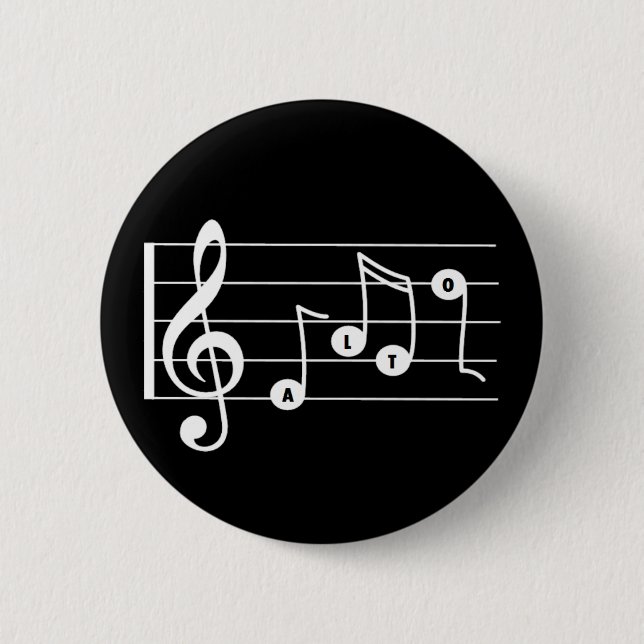 Macaron Rond 5 Cm Bouton musical Alto Singer (noir) (Devant)