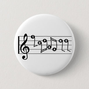 Macaron Rond 5 Cm Bouton musical du chanteur Soprano