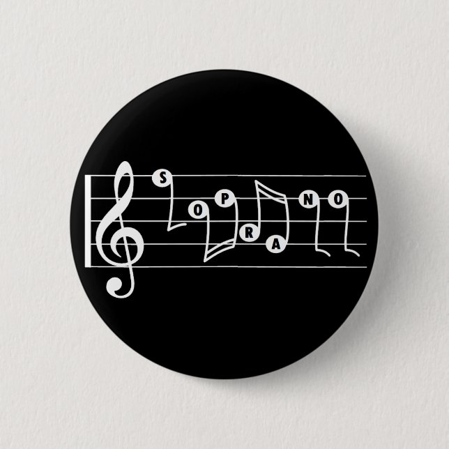 Macaron Rond 5 Cm Bouton musical du chanteur Soprano (noir) (Devant)