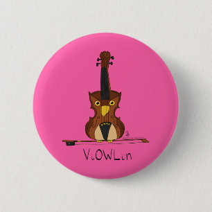 Macaron Rond 5 Cm Bouton musical ViOWLin Chouette violon